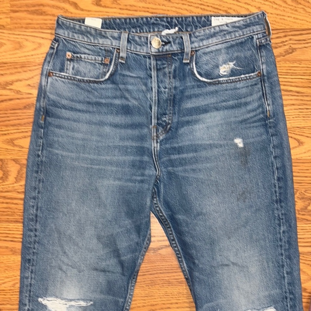 Rag & Bone Maya high rise ankle slim distressed raw hem jeans size 30